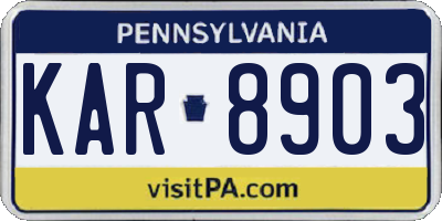PA license plate KAR8903