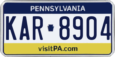 PA license plate KAR8904