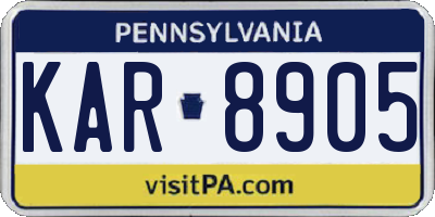 PA license plate KAR8905