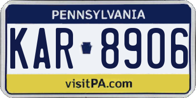 PA license plate KAR8906