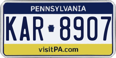 PA license plate KAR8907