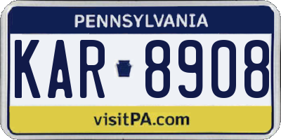 PA license plate KAR8908