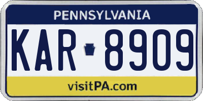 PA license plate KAR8909