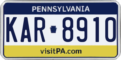 PA license plate KAR8910