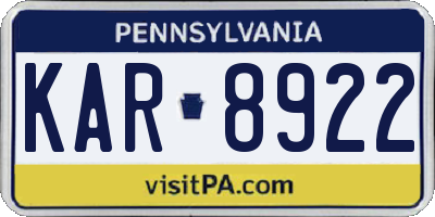 PA license plate KAR8922