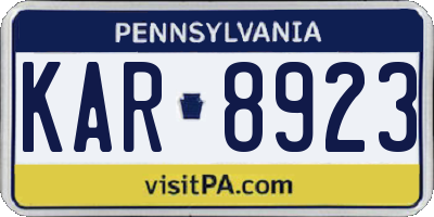 PA license plate KAR8923