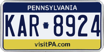 PA license plate KAR8924