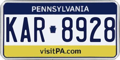 PA license plate KAR8928