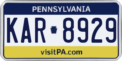 PA license plate KAR8929