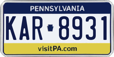 PA license plate KAR8931