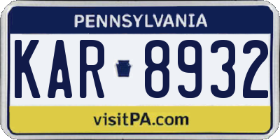 PA license plate KAR8932