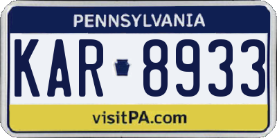 PA license plate KAR8933