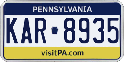 PA license plate KAR8935