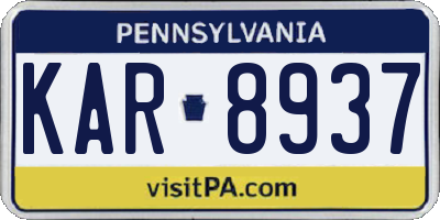 PA license plate KAR8937