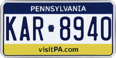 PA license plate KAR8940