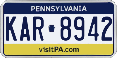 PA license plate KAR8942