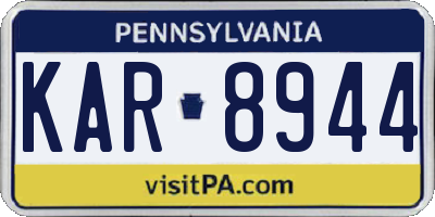 PA license plate KAR8944