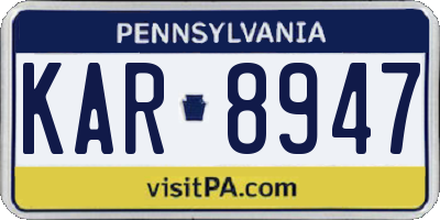 PA license plate KAR8947