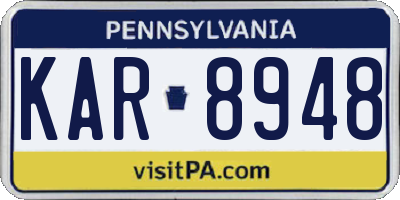 PA license plate KAR8948