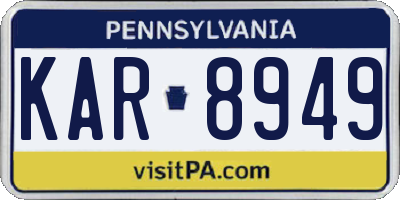 PA license plate KAR8949