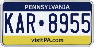 PA license plate KAR8955