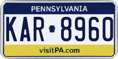 PA license plate KAR8960