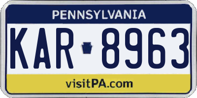 PA license plate KAR8963