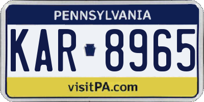 PA license plate KAR8965