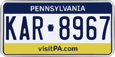 PA license plate KAR8967