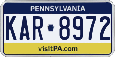 PA license plate KAR8972