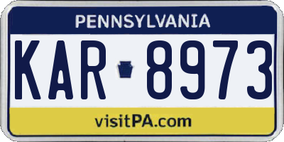 PA license plate KAR8973