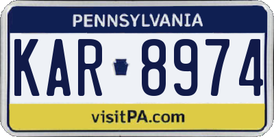 PA license plate KAR8974