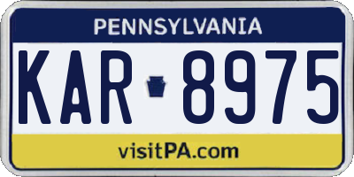 PA license plate KAR8975