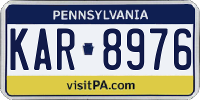 PA license plate KAR8976