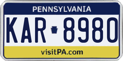 PA license plate KAR8980