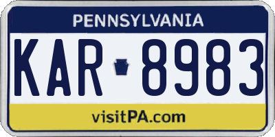 PA license plate KAR8983