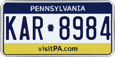 PA license plate KAR8984
