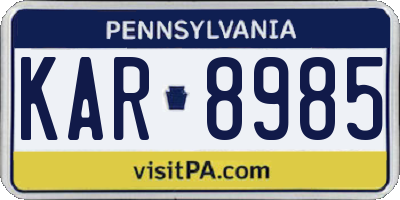 PA license plate KAR8985