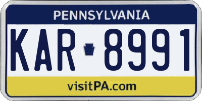 PA license plate KAR8991
