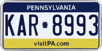 PA license plate KAR8993