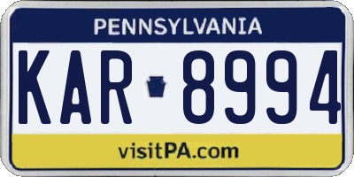 PA license plate KAR8994