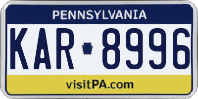 PA license plate KAR8996