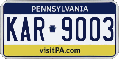 PA license plate KAR9003