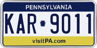PA license plate KAR9011