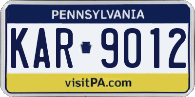 PA license plate KAR9012