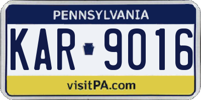 PA license plate KAR9016