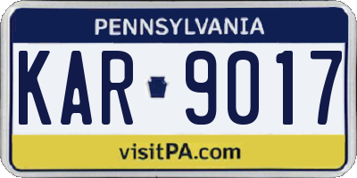PA license plate KAR9017