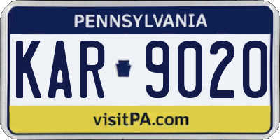 PA license plate KAR9020