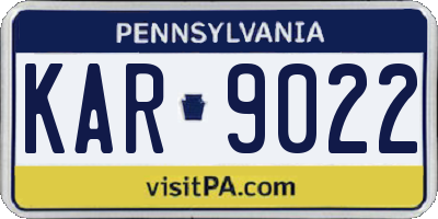 PA license plate KAR9022
