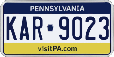 PA license plate KAR9023